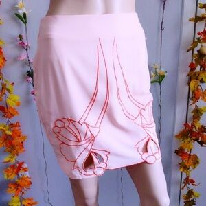 🍑 Peach Embroidered Skirt